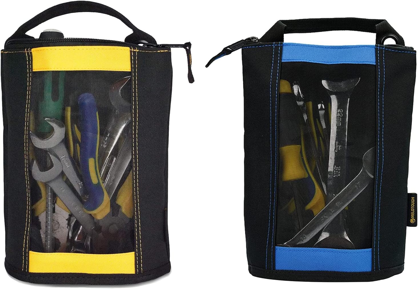 MELOTOUGH Fastener Bag Utility Canvas Zipper Tool Bag Heavy Duty Mesh Window, Hanging Grommets