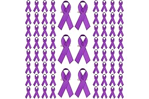 Halatool 100 Pcs Purple Awareness Ribbon Lapel Pins