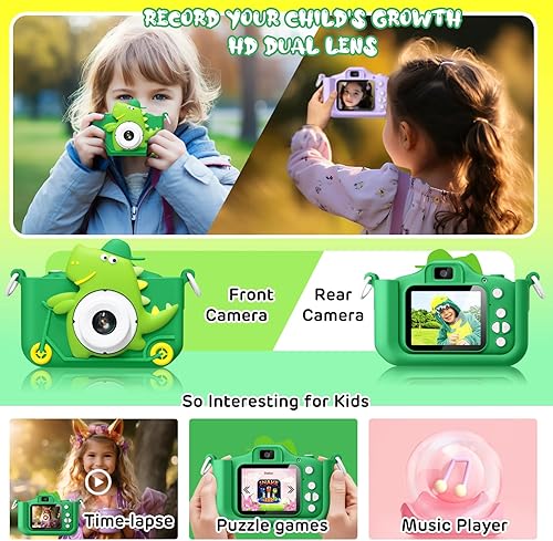 Miniatura 6 de Juguetes de cámara para niños de 3 a 12 años, cámara de video digital para selfie HD 1080P para niños pequeños, regalos de cumpleaños de Navidad,