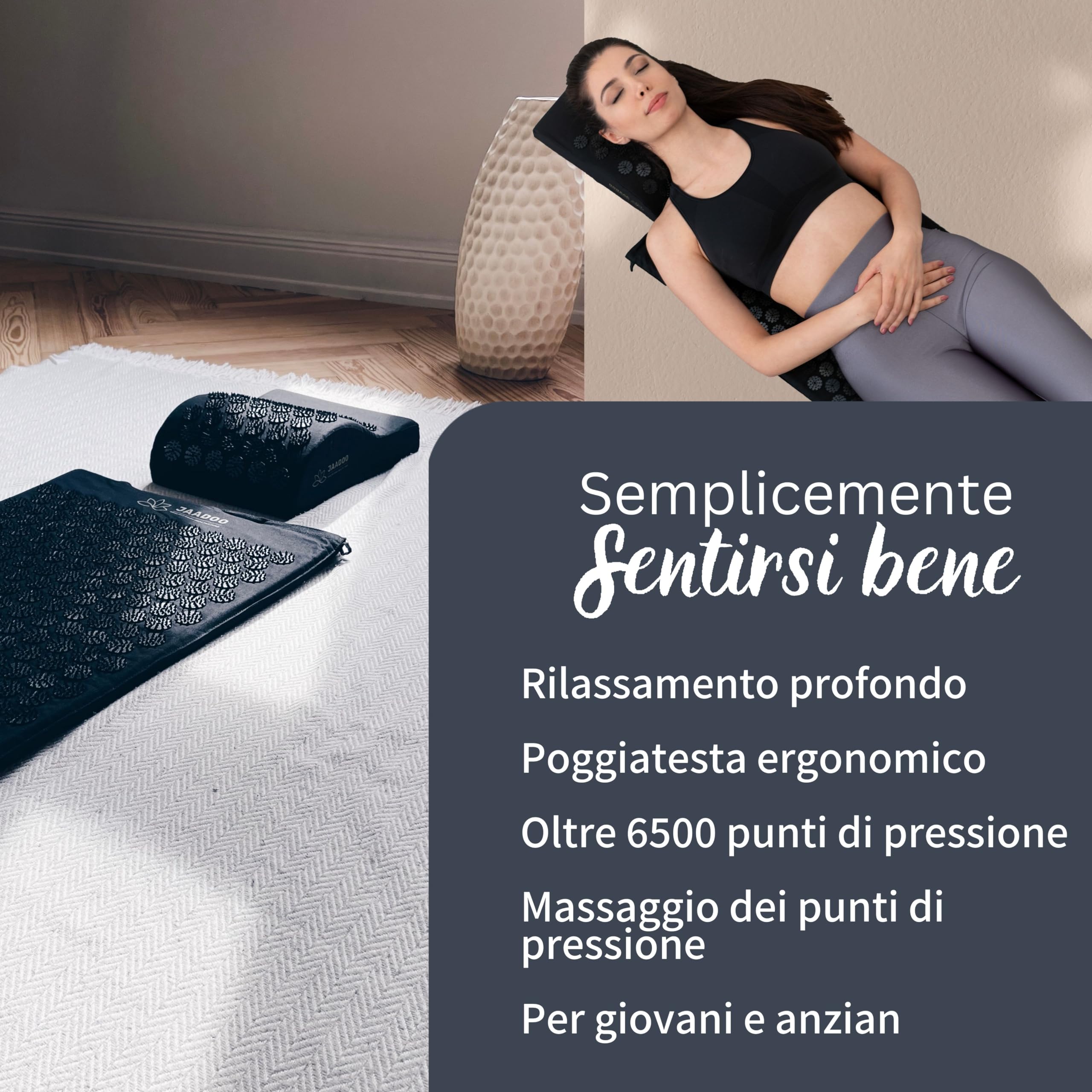 riijk Set Tappetino per Agopressione in Memory Foam + Cuscino + Sacchetto | Modello 2021 | Tappetino per Agopuntura | Tappetino per Massaggio | Tappetino ad Aghi | Tappetino Fachiro