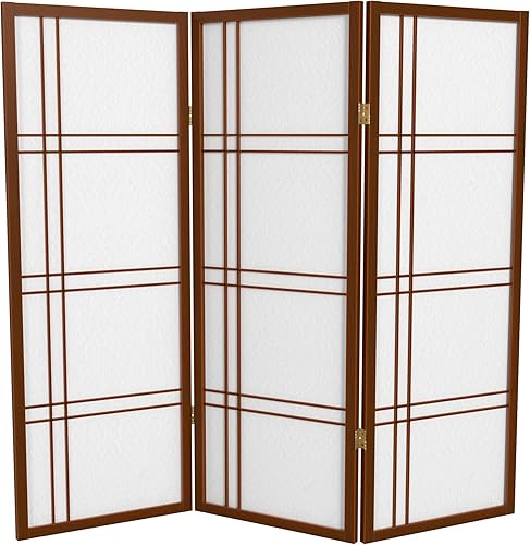 Miniatura 7 de Pantalla Shoji corta de doble cruz de 4 pies - Palisandro - 3 paneles