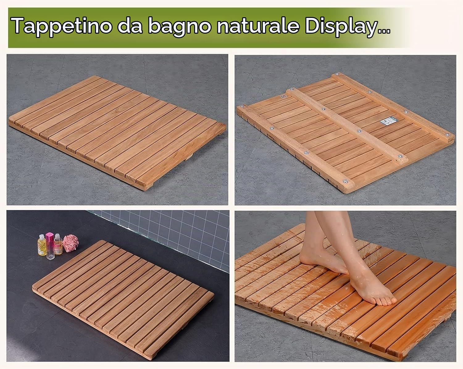 Generico Tappetino da Bagno Piattaforma Doccia di Lusso Antiscivolo, Tappetino d'ingresso Resistente per Anziani/Spa, Design rialzato per Doccia Esterna - Resistente e Antiscivolo
