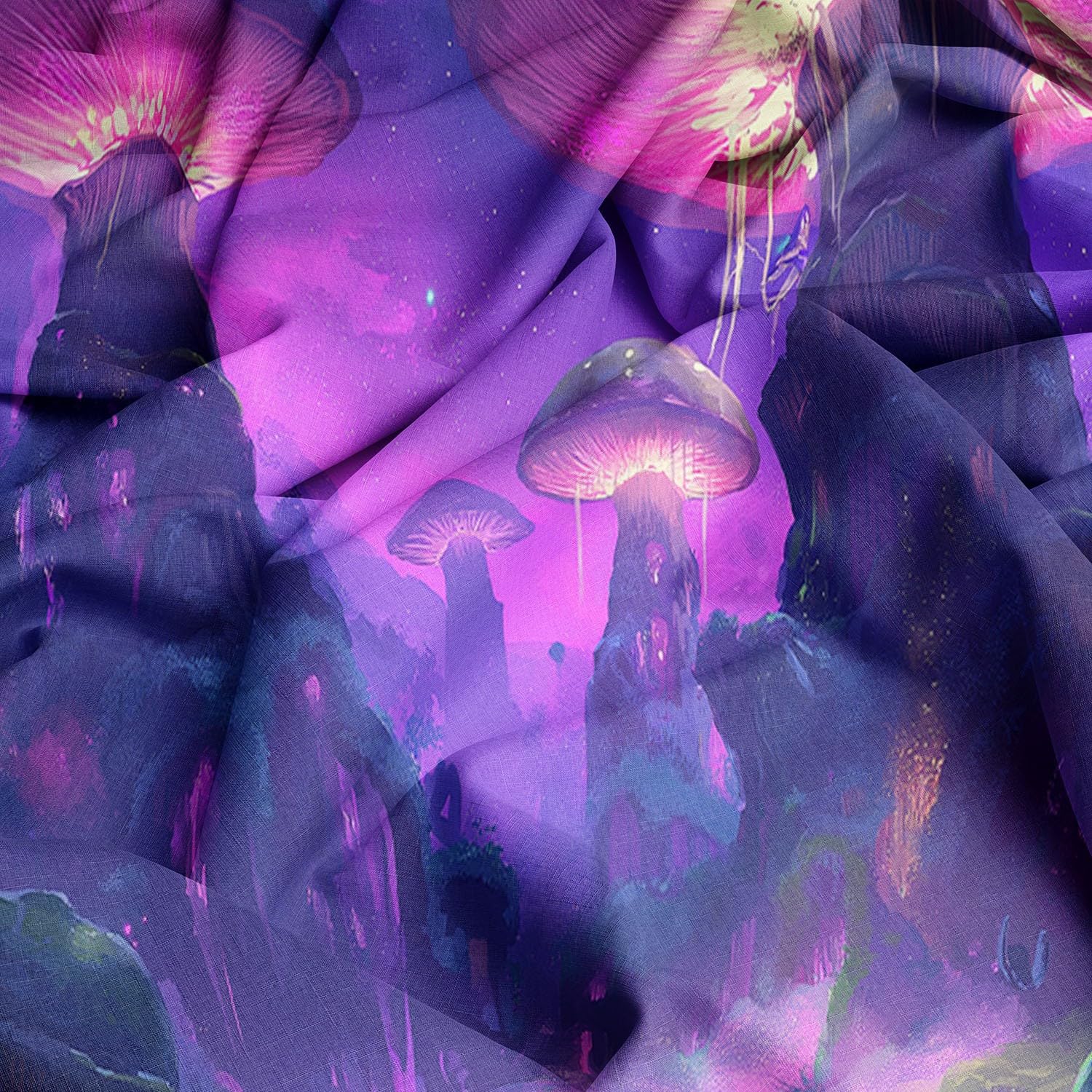 Fantasy Luminous Mushroom Bedding Set Microfiber Duvet Cover Set For Boys Girls Purple Pink Zipper Duvet Cover Set Soft 260x220cm