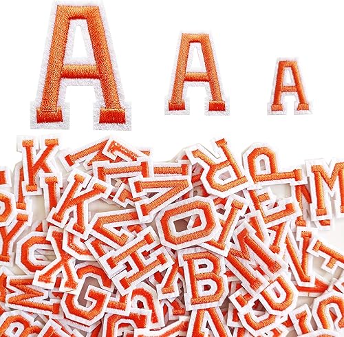 Miniatura 75 de Parches de letras para planchar de 1.3 pulgadas, 78 piezas, parches bordados del alfabeto A-Z para ropa, chaquetas, sombreros, mochilas, jeans