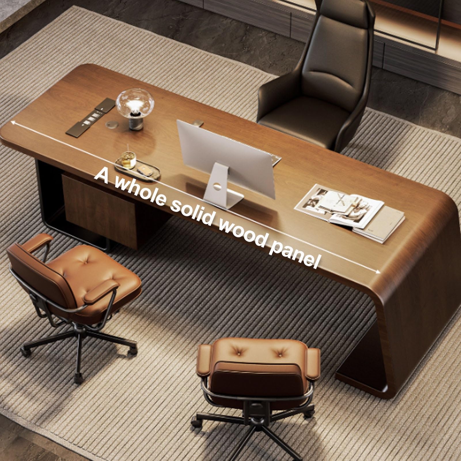 Mesa Despacho Ejecutivo con Sillas de Escritorio con Ruedas Ergonómicas