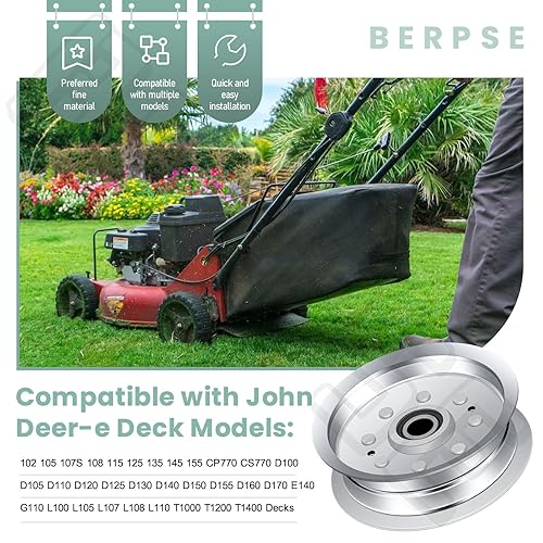 Miniatura 3 de Paquete de 2 poleas tensoras 756-05034A para Joh-n Deere 100 y S100-S130 cubiertas de 42 pulgadas y 48 pulgadas MTD Cub Cadet XT1-LT42 XT1-LT46 Troy