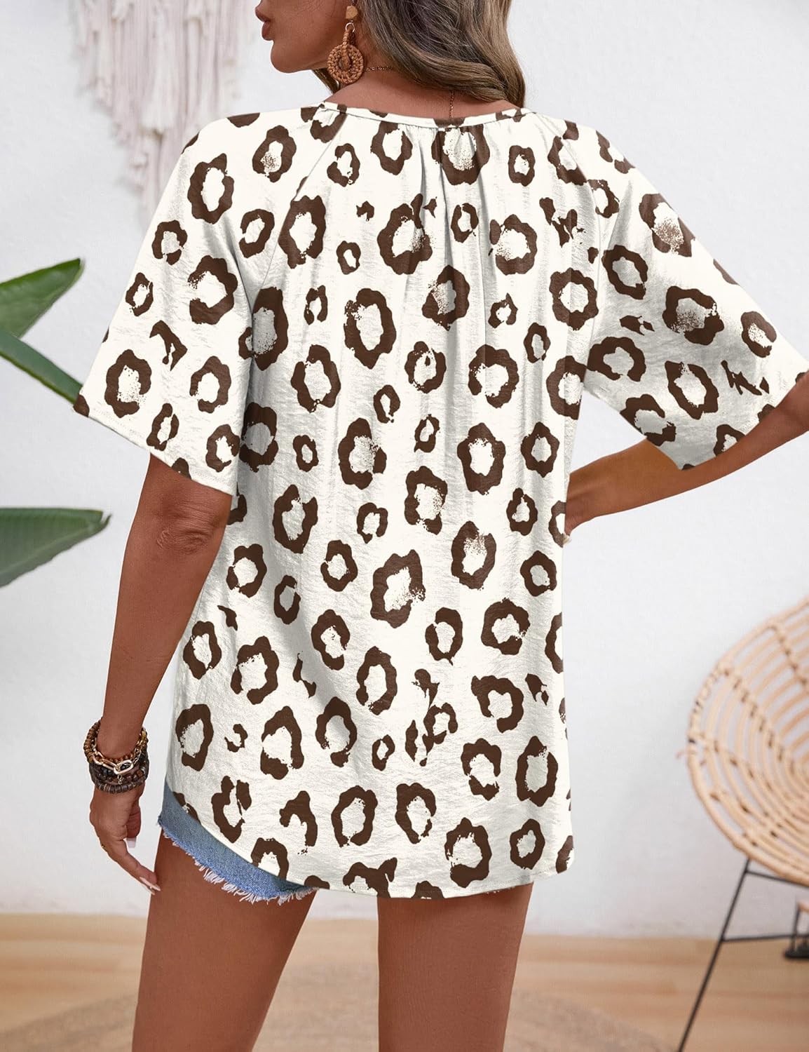 Rapbin Womens Summer Boho Tops Casual Short Sleeve Blouses Button Down Shirts 2026 Beach Vacation Clothes - Image 5