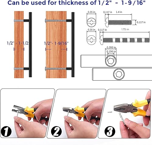 Miniatura 4 de Ravinte Tiradores de gabinete de 10 pulgadas, color negro mate, tiradores de acero inoxidable para gabinetes de cocina, tiradores de gabinete de 10