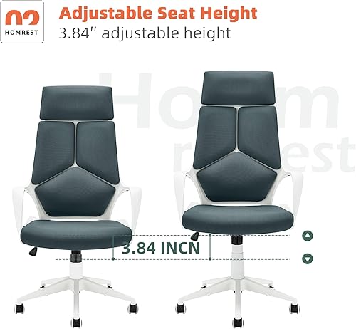 Miniatura 4 de HOMREST Silla de escritorio de oficina, silla de oficina ejecutiva con asiento y respaldo ajustables, silla de oficina con respaldo alto para