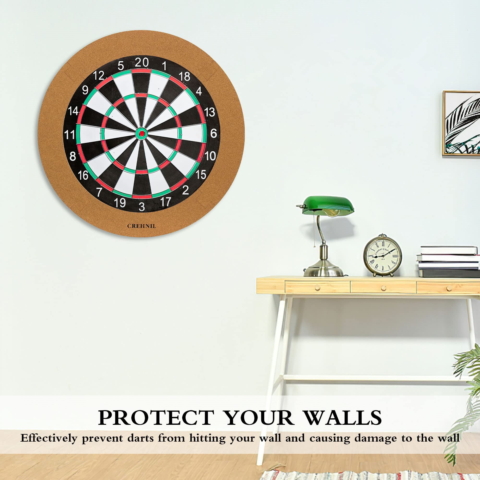 CREHNIL Cork Dart Board Wall Protection Dartboard Backboard Protector Surround Backing for Dart Board Area Backer (3)