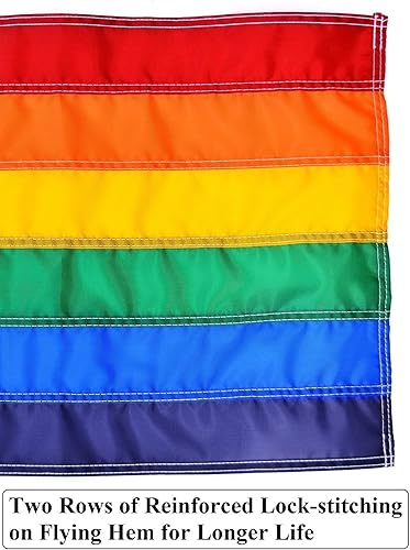 Miniatura 3 de US Flag Factory - Bandera arcoíris de 12 x 18 pulgadas (rayas cosidas individualmente) para exteriores SolarMax Nylon - Calidad premium - Fabricado