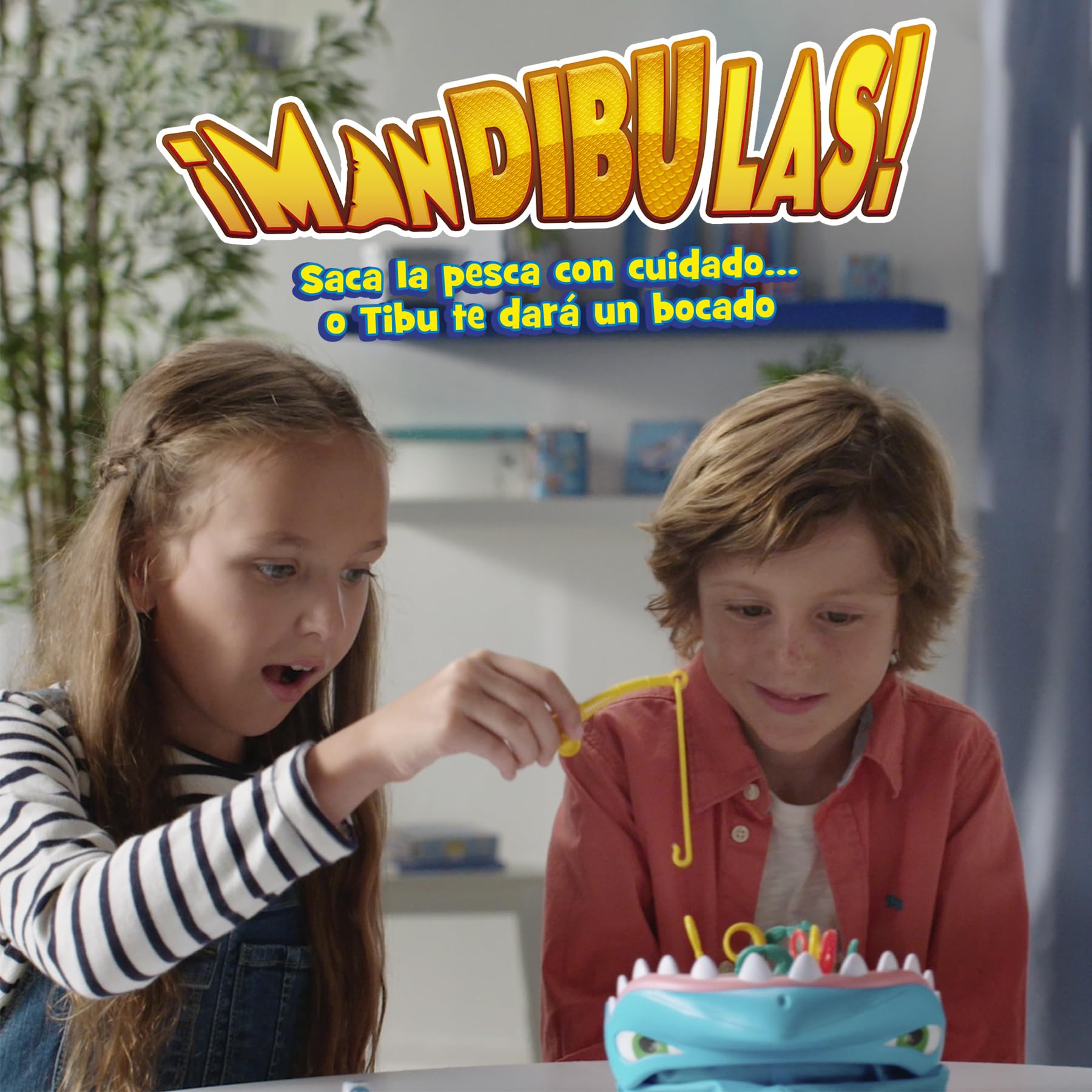 Mandibulas, Juego de Mesa. La pesca más divertida, Juego para niños partir de 4 años. Rescata los animalitos marinos sin que el Tiburón te atrape. Saca los peces de su mandíbula con tu caña de pescar