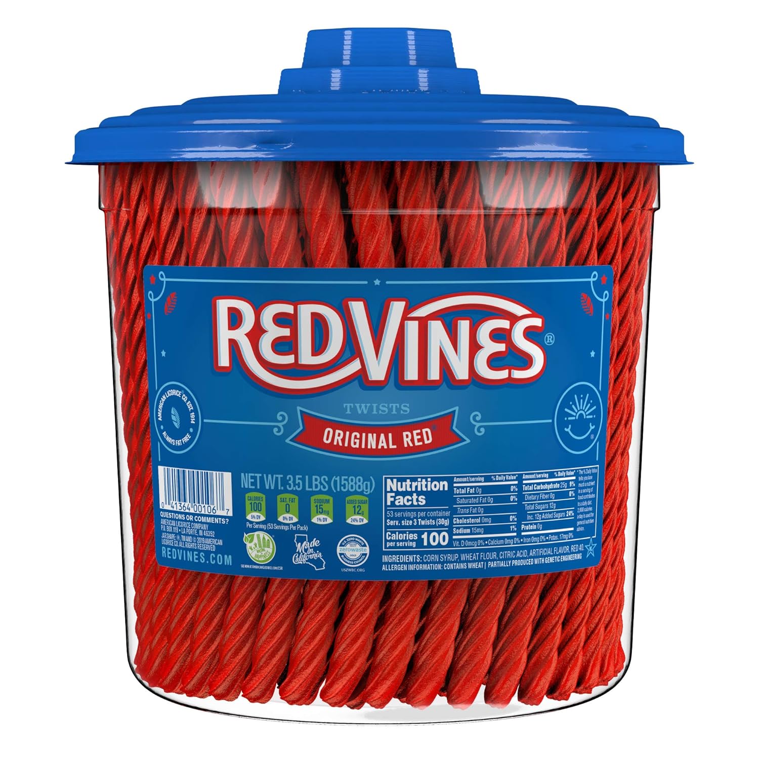 Red Vines Licorice, Original Red Flavor Soft & Chewy Candy