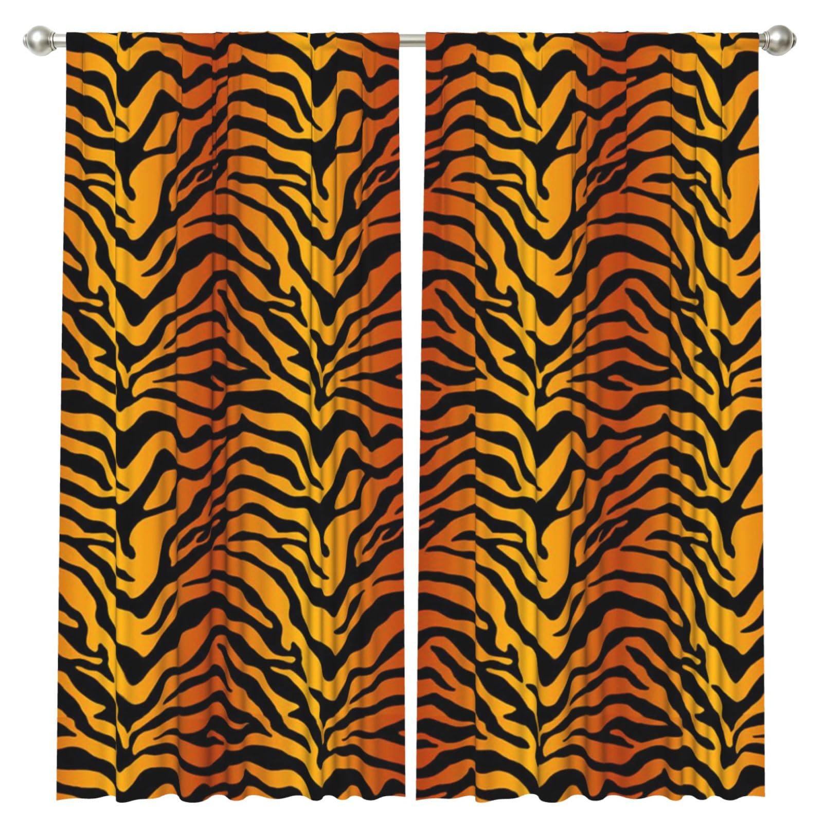InOmak Tiger Prints, 2 Panels Window Curtains 52 x 84 Inch Blackout Curtains for Living Room Bedroom