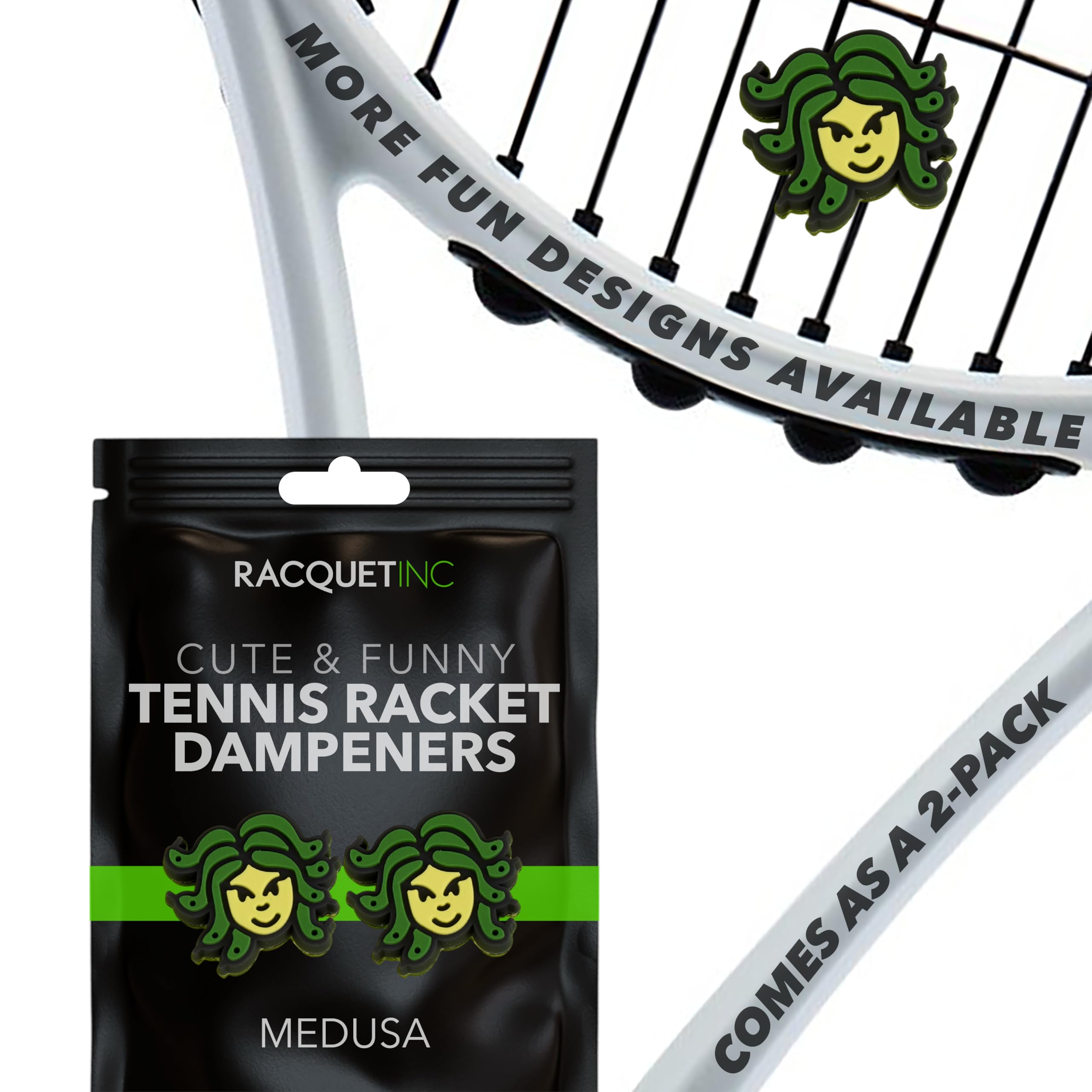 Mythical Dampeners - (2-Pack) Tennis Racquet Vibration Dampener - Medusa