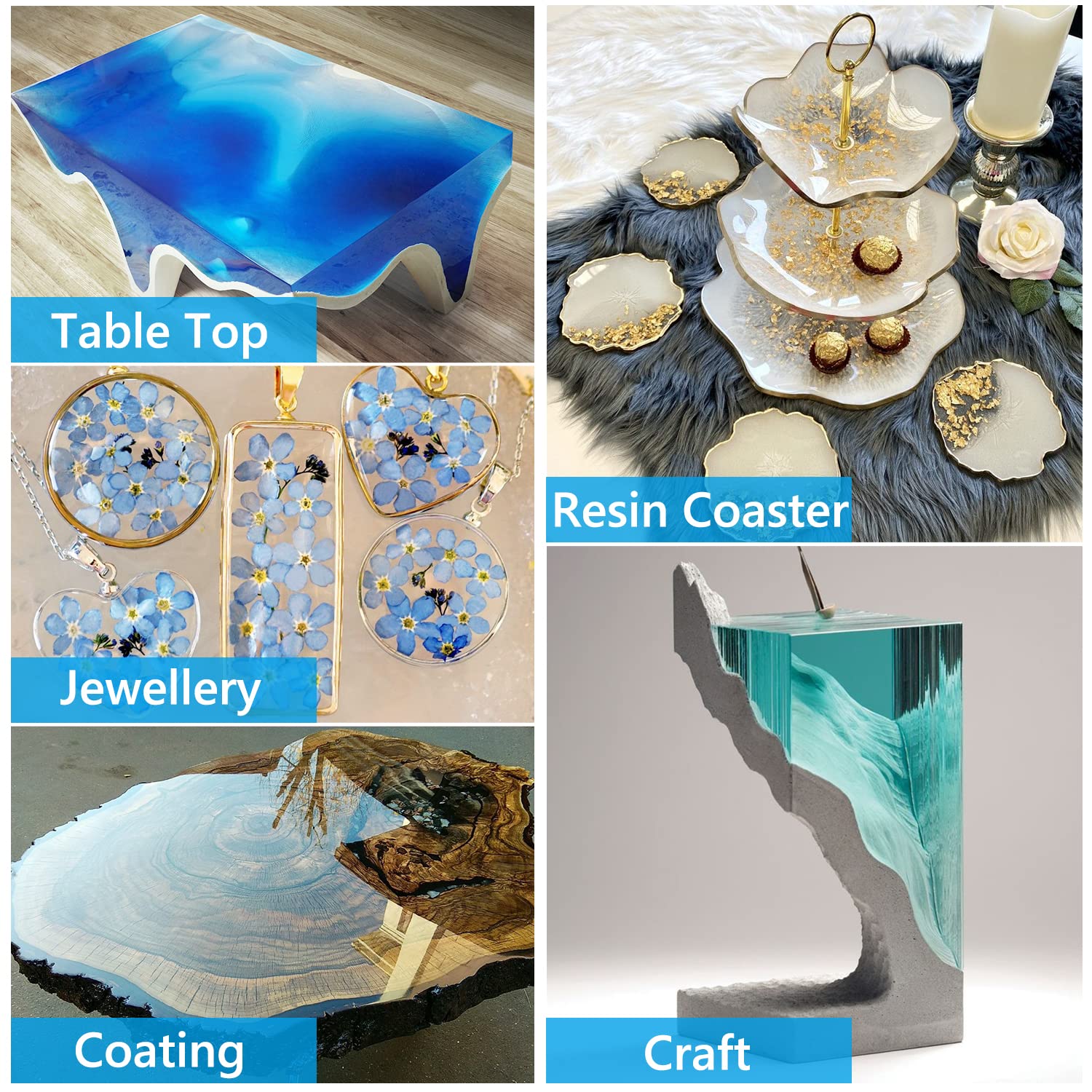 Kit Résine Époxy Transparente 500 Ml + Colorants, Paillettes – Idéal Bijoux, Tables Rivière, Art & DIY Non Toxique