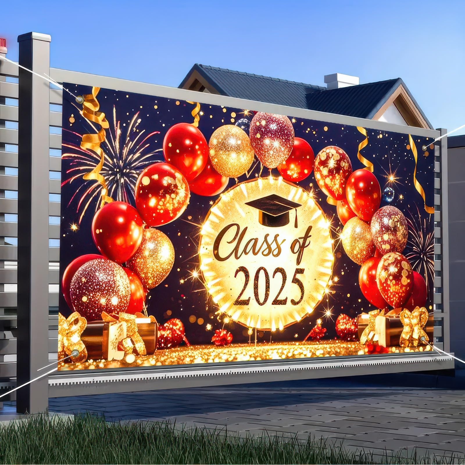 BlissYard Congrats Grad Class of 2025 Graduation Decorations Backdrop 71x43 Inch Graduation Sign Backdrop Supplies Photo Background Congratulations