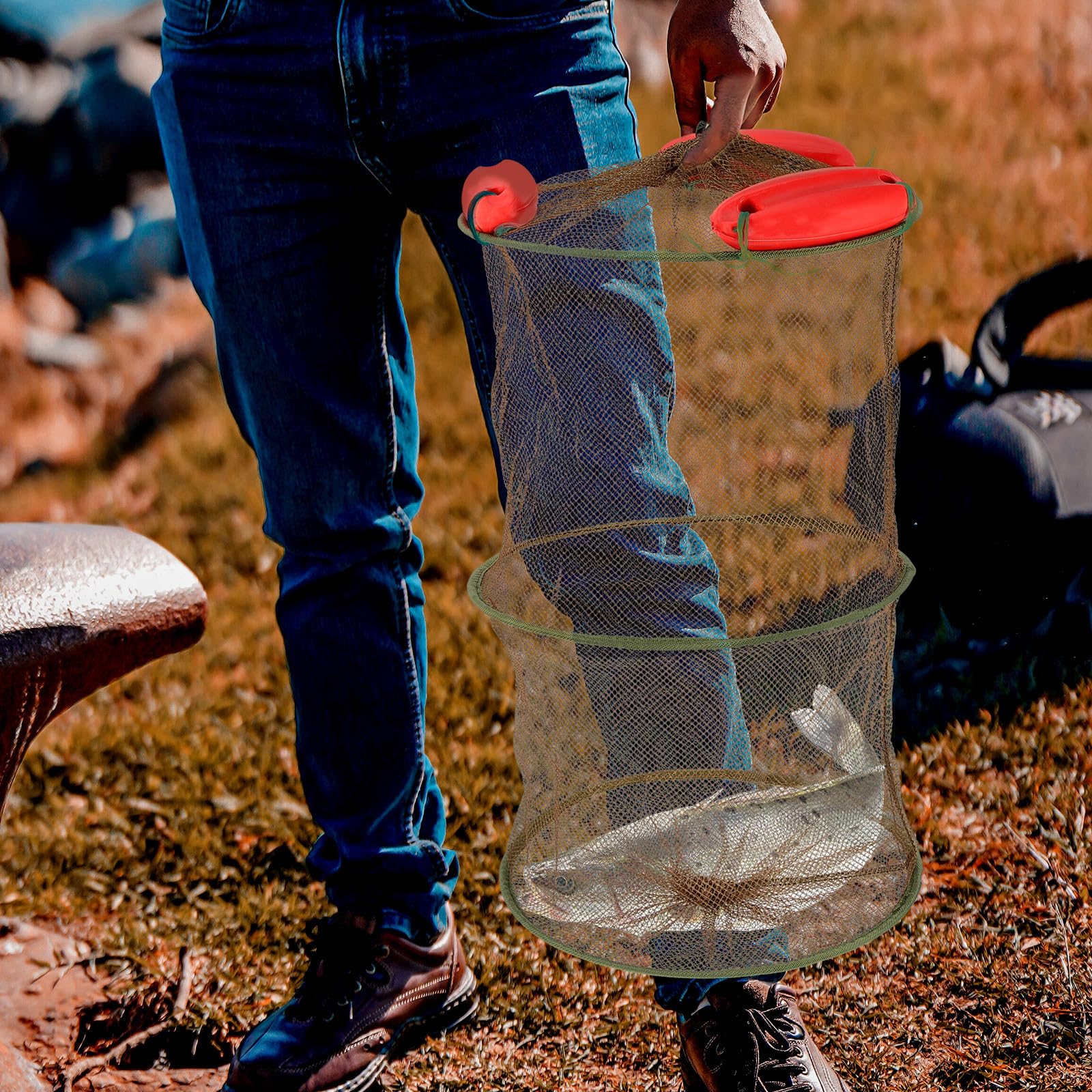 BESPORTBLE Fishing Basket Mesh Fishing Cage Minnow Lobster Shrimp Crab Catching Net Foldable Fishing Wire Nets Fish Net for Fishing Wire Fish Net High Capacity Nylon Fishing Line