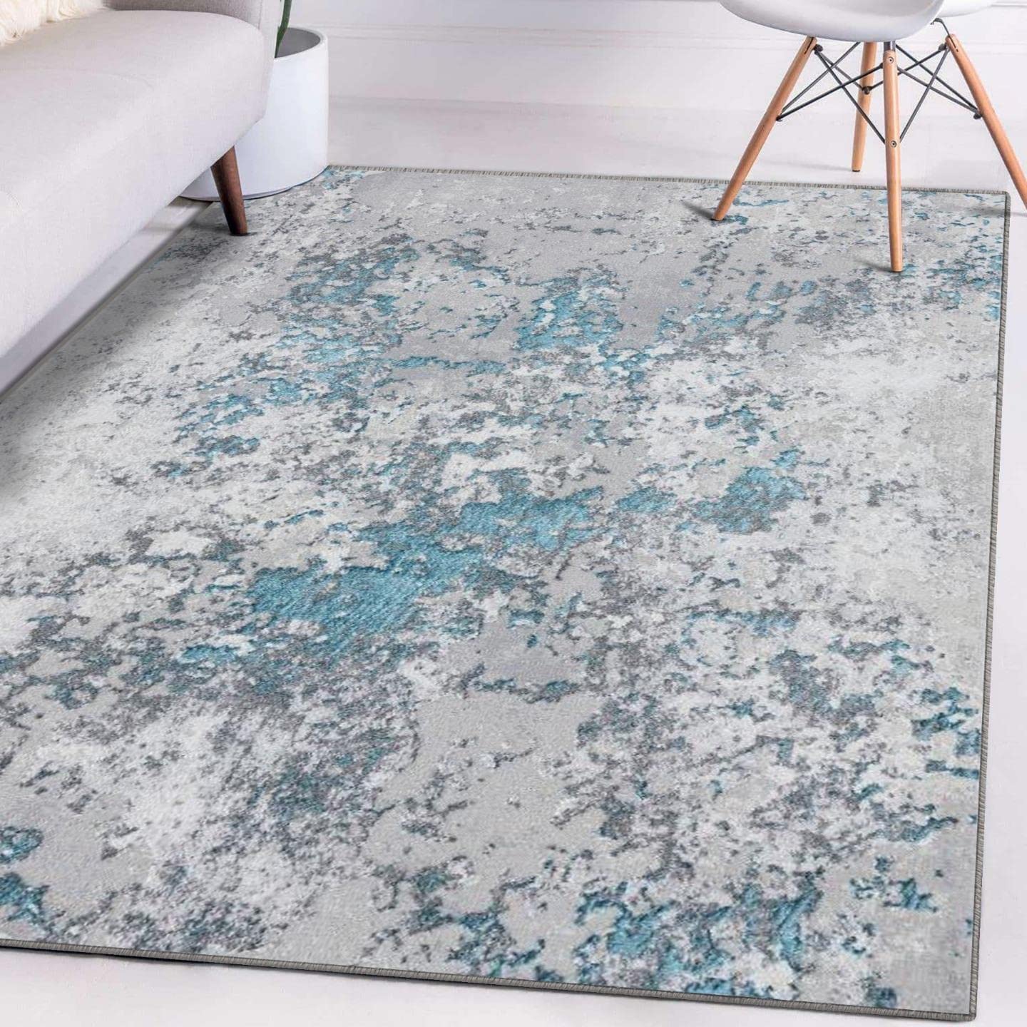 LUXE WEAVERS Modern Turquoise 8x10 Abstract Area Rug Living Room Carpet