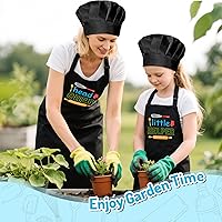 Vista 6 de R HORSE Juego de delantal y gorro de chef para adultos y niños - 4 piezas, delantal y gorro de cocina ajustables para padres e hijos, juguete