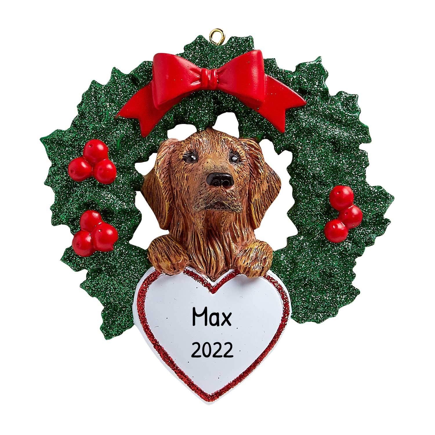 3D Golden Retriever Christmas Ornament 2025 - Personalized Golden Retriever Wreath Ornaments for Christmas Tree - Dog Ornaments for Xmas Tree - Unique