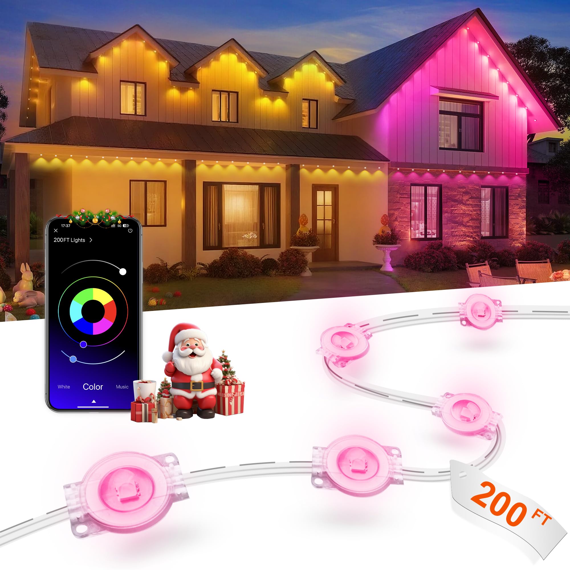 ★★★LEDイルミネーション電源分配★タップ★音源付き★6口★屋外用★★★ N-LD55 LEDイルミネーション 選べる4色カラー 500球 30m 連結可能 点灯