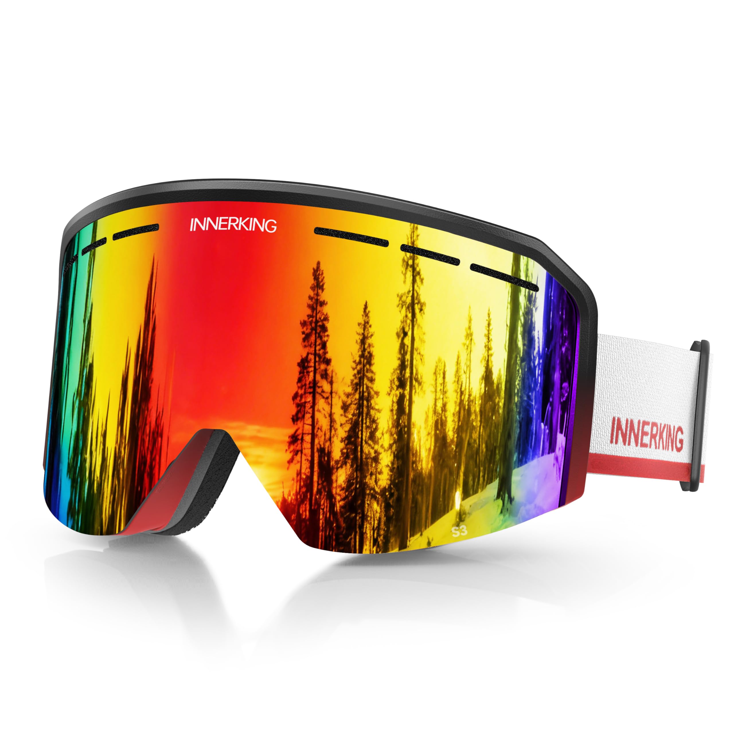 Innerking Occhiali da sci/snowboard OTG per uomini, donne e ragazzi – Occhiali da neve anti-appannamento 100% UV400 protezione GR15