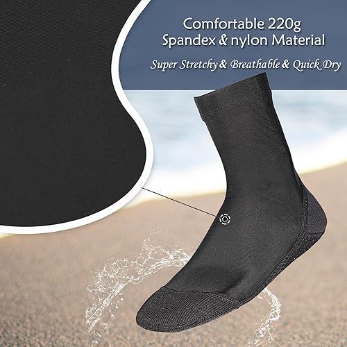 Vista 18 de OMGear Calcetines de agua a prueba de arena, calcetines de buceo de secado rápido para arena, fútbol, playa, voleibol Negro02