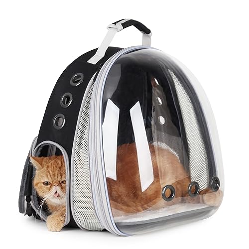 Lollimeow Cat Carrier Backpack, Bubble Expandable Backpack Carrier, Pets and Small Dogs,Airline-Approved, Designed for Travel, Hiking, Walking & Outdoor Use (Front Expandable-Black) - Front Expandable-Black
