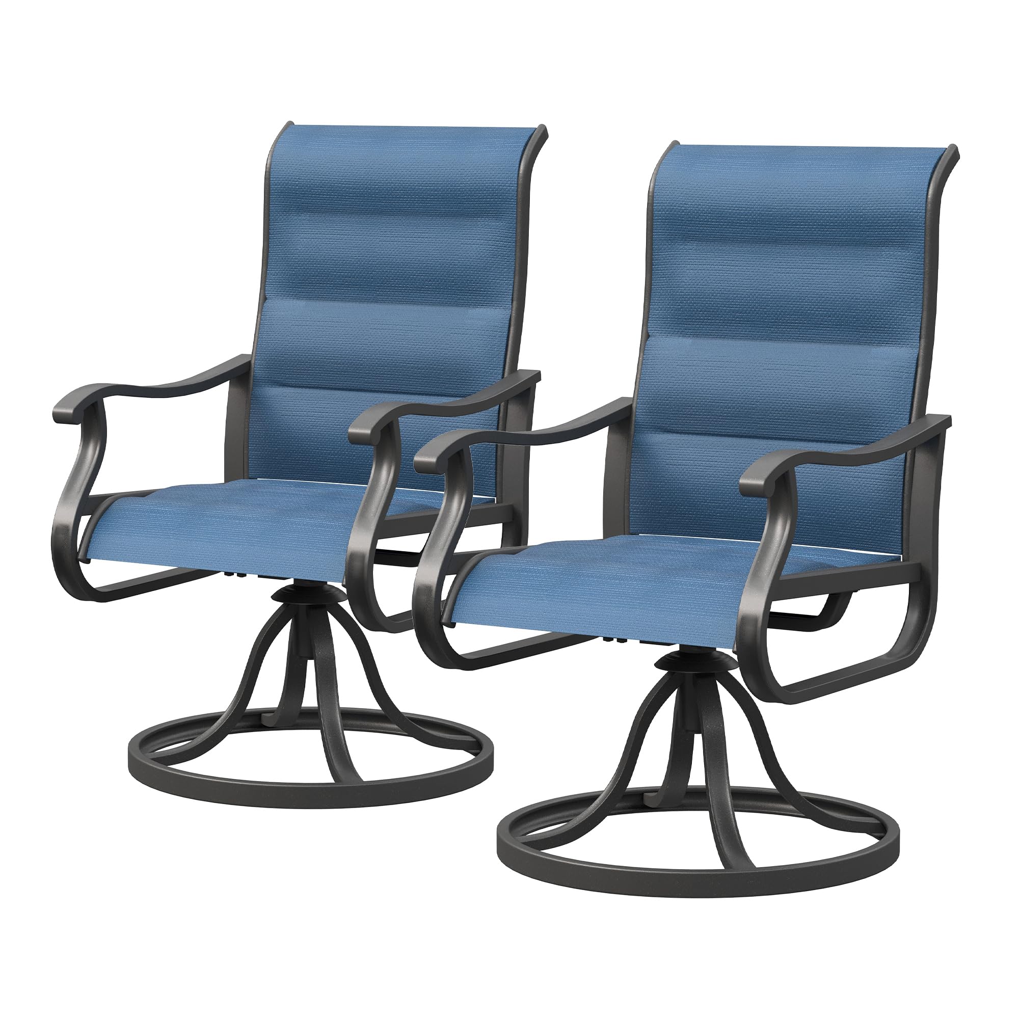 UDPATIO Patio Swivel Dining Chairs Set of 2, Outdoor Dining Chairs High Back with Padded All Weather Breathable Textilene, Metal Rocking Frame for