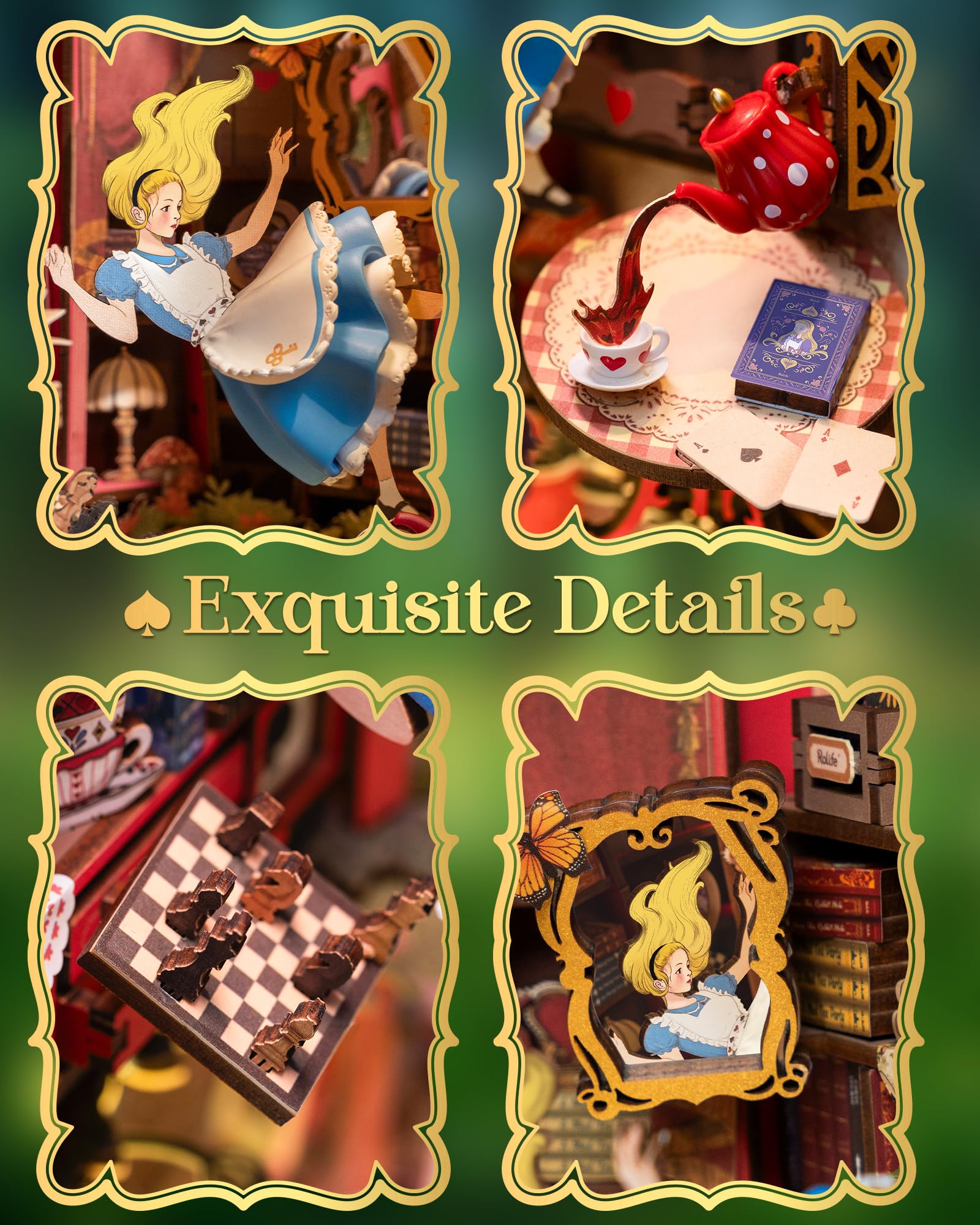 Rolife Book Nook Kit Fall into Wonder DIY Miniatur Haus Modell Kits für Schreibtisch Bücherregal Dekoration, 3D Puzzle mit Gespiegelte Illusion, Weihnachten Geburtstag Geschenke