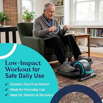 Cubii Total Body Under Desk Elliptical Bike with Built-in Upper Body Resistance Bands | Seated Exercise Machine - Arms + Legs Workout for Seniors & All Ages, 12 Resistance Levels, LCD Display