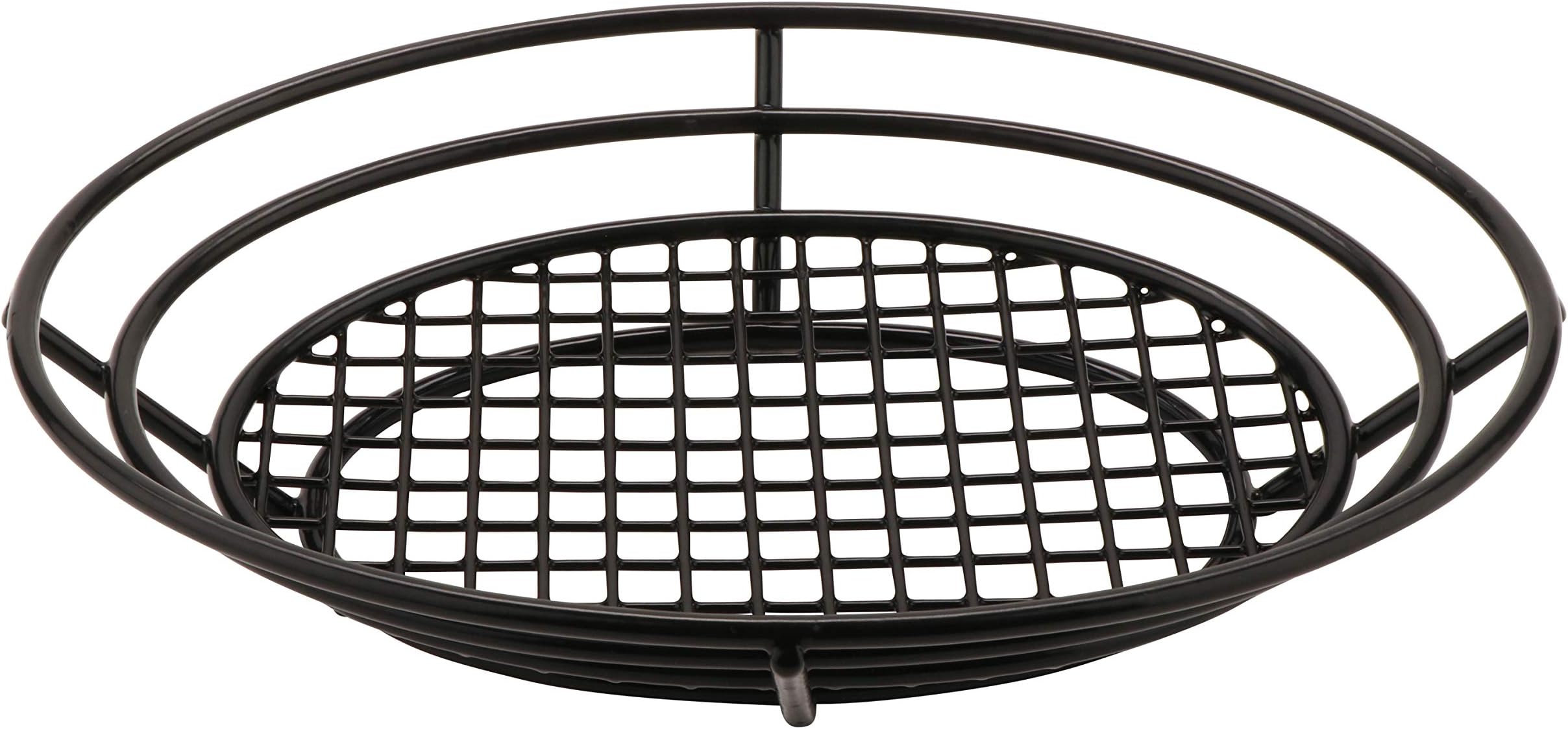 11" x 8" Black Oval Basket with Raised Grid Base, Clipper Mill by GET 4-38804 (Qty,1)