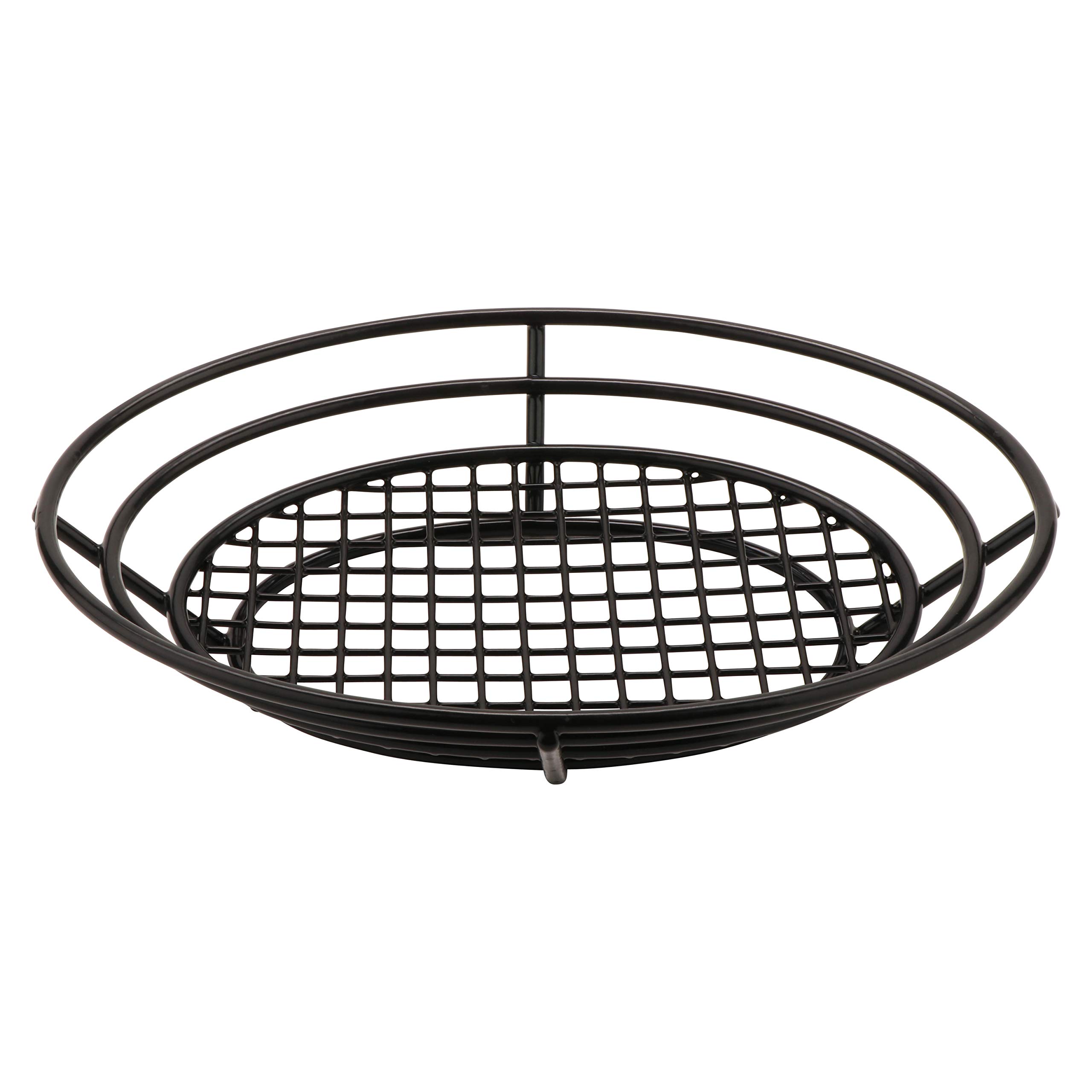 11" x 8" Black Oval Basket with Raised Grid Base, Clipper Mill by GET 4-38804 (Qty,1)