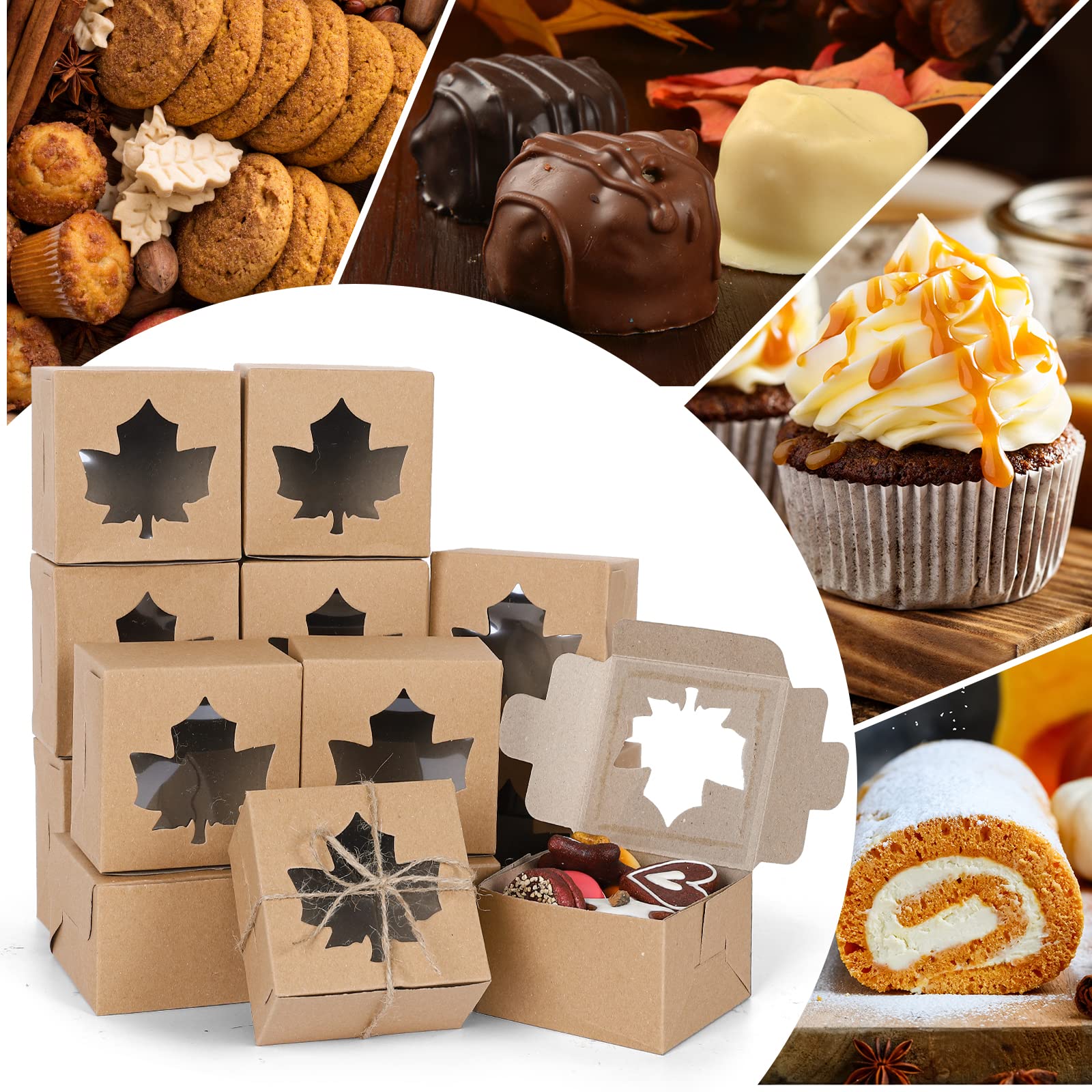 Mobestech 15 Cajas De Ventana Para Tartas, Contenedores Para Magdalenas Brownie Cupcakes Dulces Dulces Dulces Galletas Postres Mini