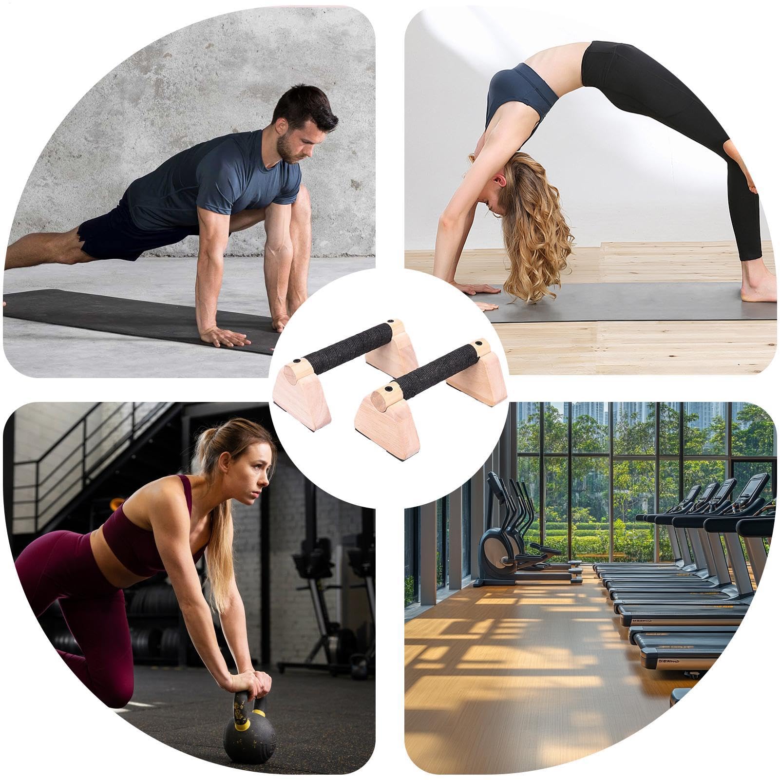 Parallettes En Bois - Bars Push Up For Men | Barres Push Up En Bois Avec Coussinet Anti-guidon | Parallettes Gère L'équipement D'entraînement À Domicile Pour Les Hommes D'entraînement En Force, Les Pl