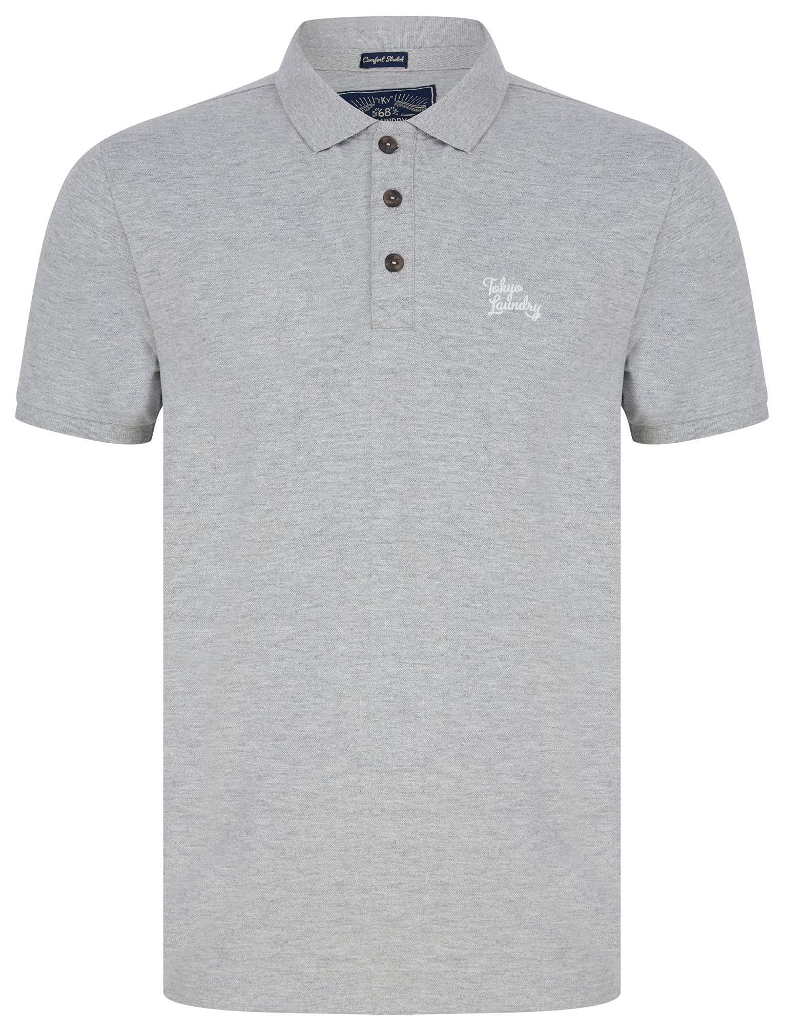 Tokyo Laundry Marahau 2 Signature Cotton Pique Polo Shirt in Light Grey Marl M