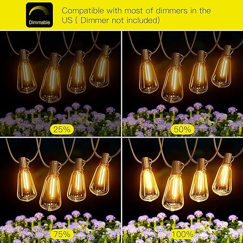 Miniatura 4 de OHLUX Luces colgantes para exteriores, luces de patio exterior conectables de 180 pies con 94 bombillas LED vintage ST38 inastillables, 2200 K