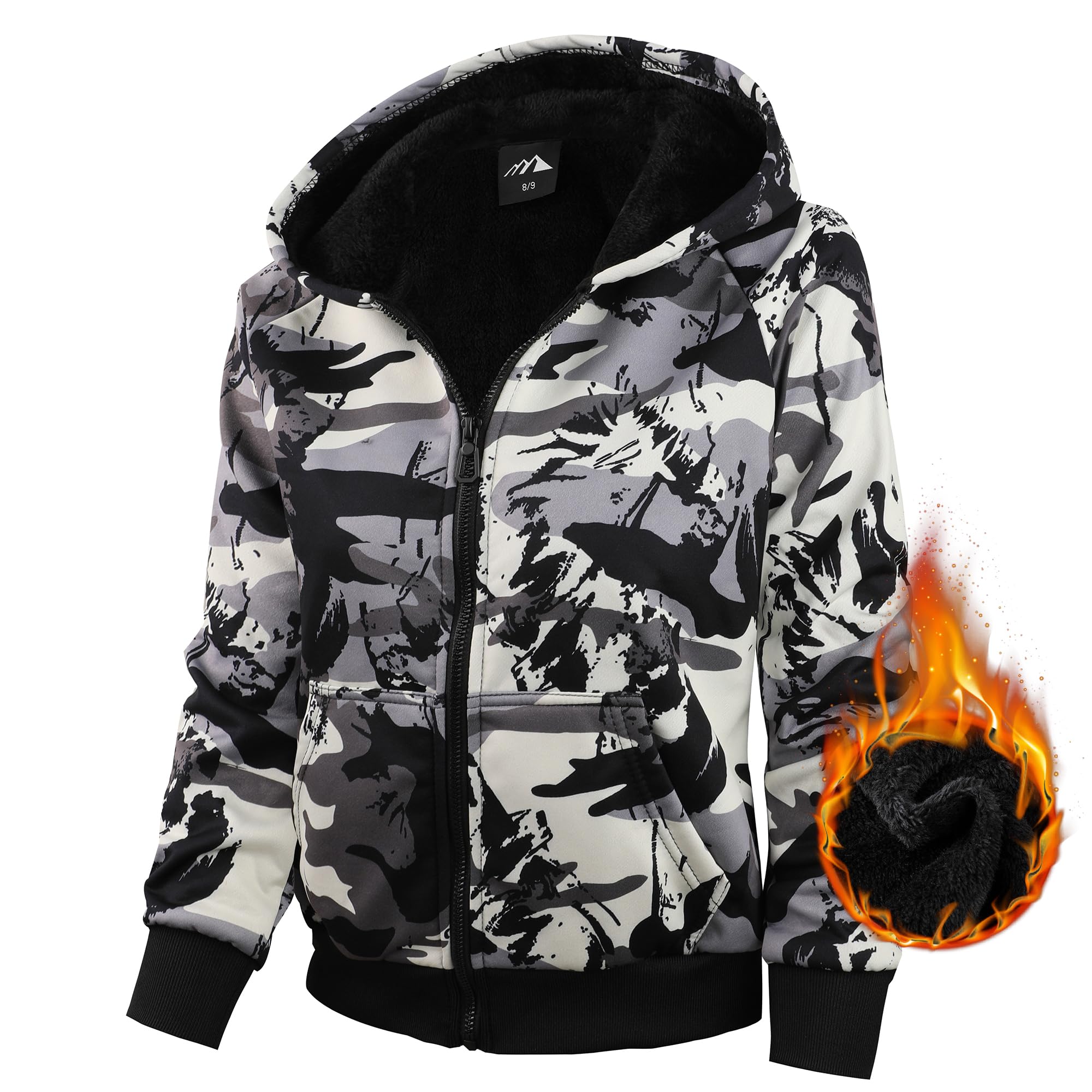 OHSNMAKSL Boys Fleece Jacket Kids Winter coat Girls Sherpa Lined Zip Up Hoodie Warm Sweatshirt School Hooded Outerwear