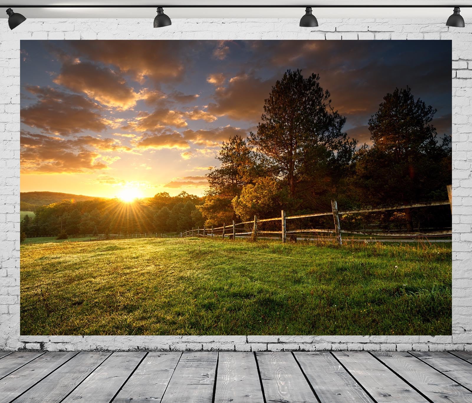 5.2x3m Fondo de Rancho cercado de Pueblo, Atardecer, Paisaje, fotografía, Paisaje Natural, Retrato al Aire Libre, sesión de Fotos, cumpleaños, Boda, Fiesta, decoración