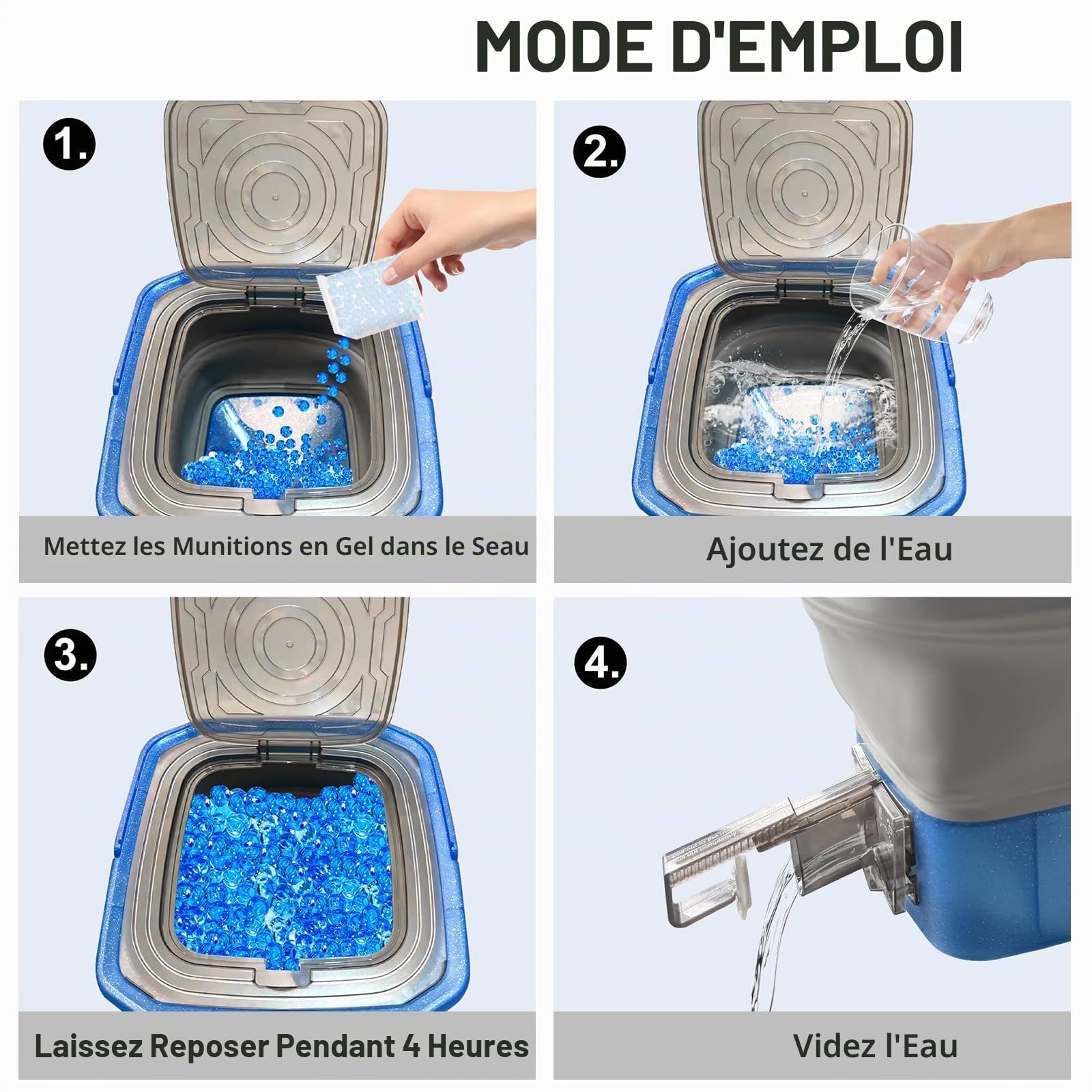 Gel Blaster Accessoire munitions en Gel Conteneur 10000 pièces, Pliable avec Filtre, Stockage Jeu Outdoor