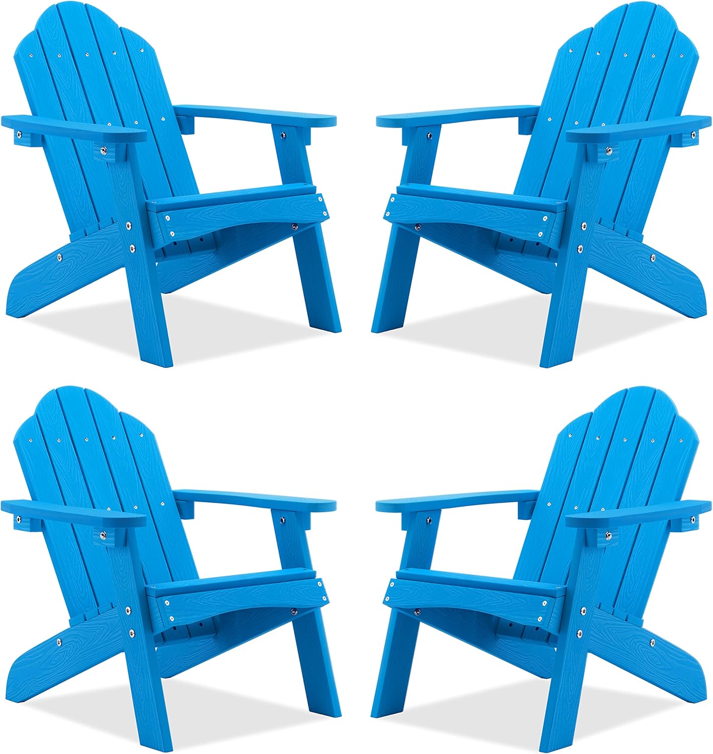 LUE BONA Kids Adirondack Chairs Set of 4, Blue Poly Resin
