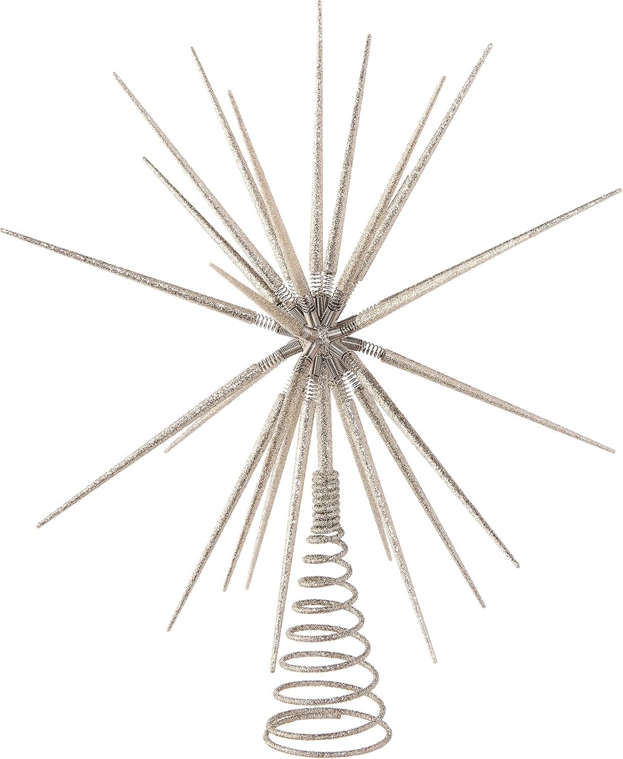 16" Silver Glittered Star Christmas Tree Topper, Modern Christmas Decor, Folding Tree Topper