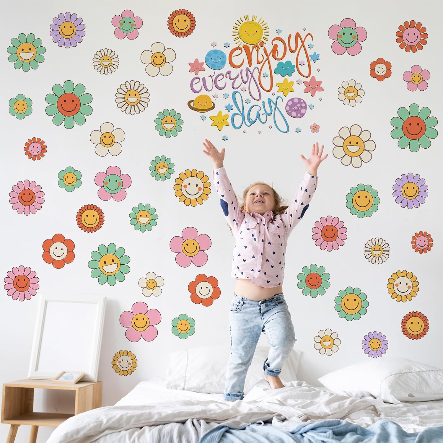 Amazon.com: Cute Colorful Floral Flowers Wall Sticker Decal,Vinyl Peel ...