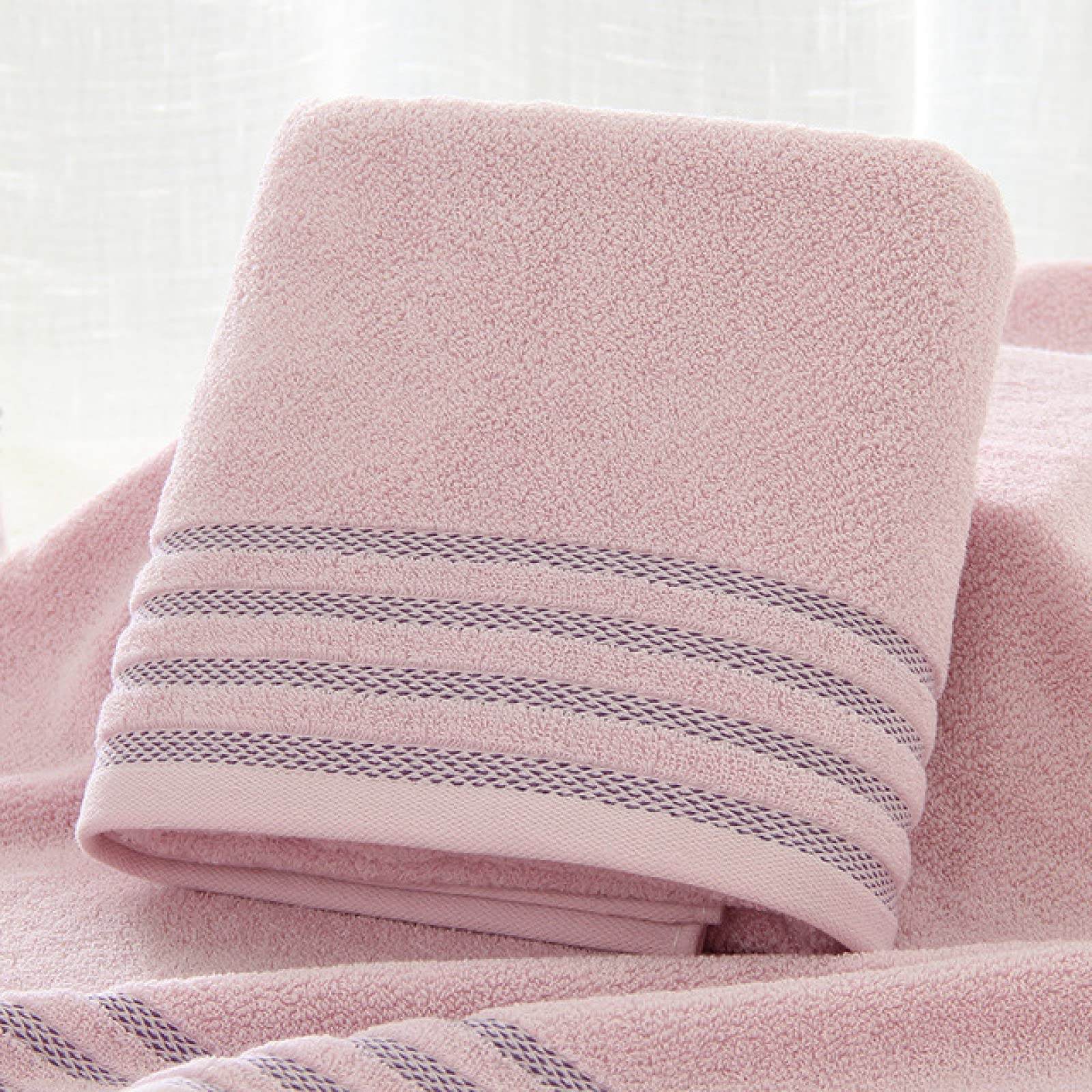 Zestaw Ręczników Bawełnianych 3-Częściowy Zestaw Ręcznik Kąpielowy Z Bawełny W Paski Jednolity Kolor Gruby Miękki Wygodny Unisex,Violett-70 * 140cm