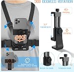 Mobile Phone Chest Strap Mount GoPro Chest Harness Holder for VLOG/POV, with iPhone 13 12 11 Pro Max Plus,Samsung,GoPro Hero 9, 8, 7, 6, 5,OSMO Action, AKASO,Action Camera and Cell Phones (4 to 7in)