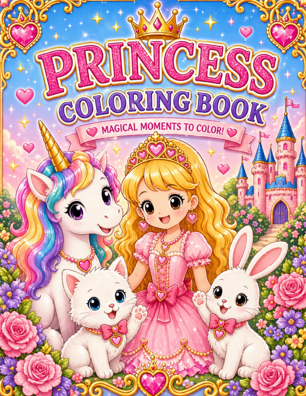 Princess Coloring Book: Magical Moments to Color, Castles, Unicorns & Fairy-Tale Fun
