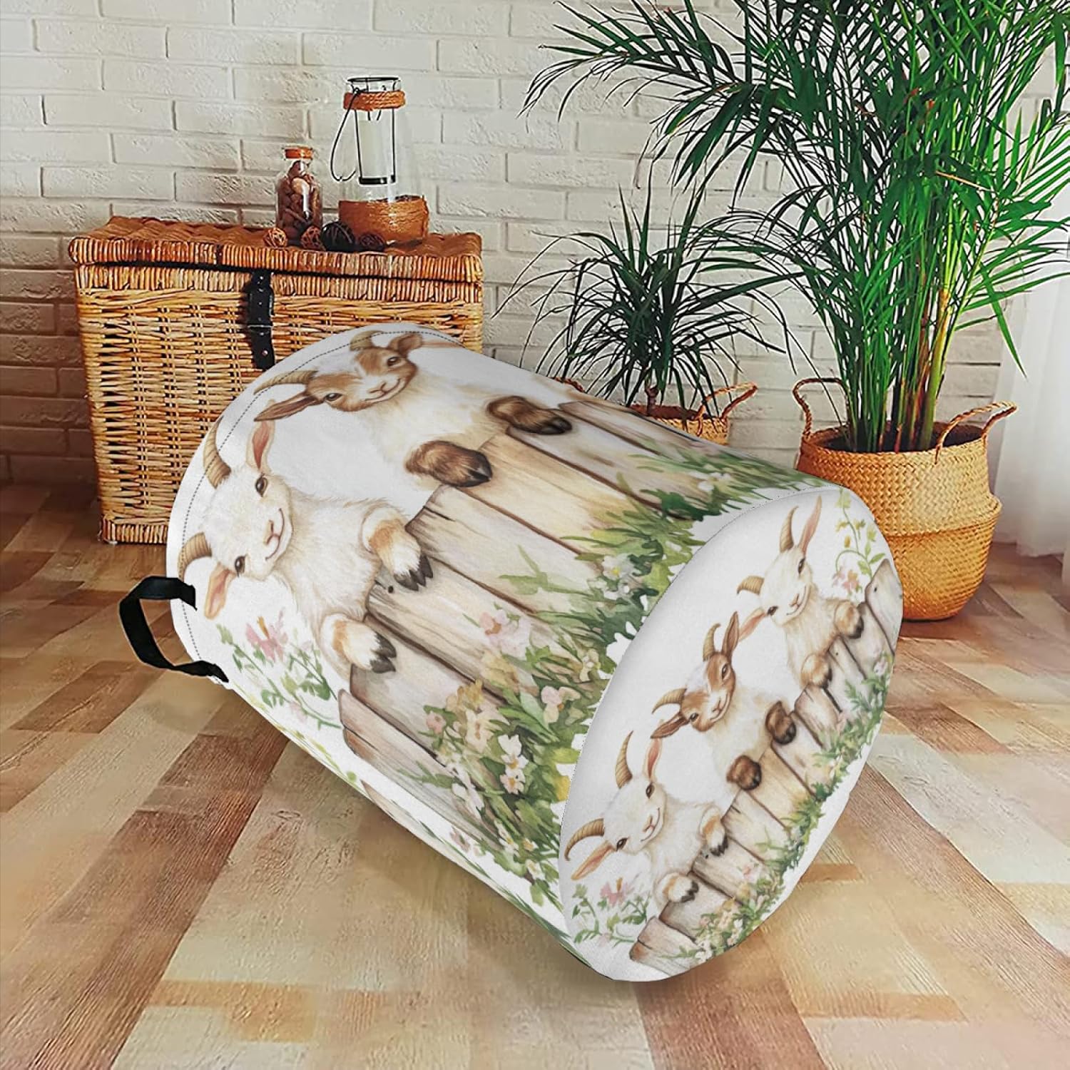 Cute Goats Laundry Basket Animal Foldable Laundry Hamper with Handles Clothes Storage Bin for Household Bedroom Bathroom Dorms 17.3"x13.6"
