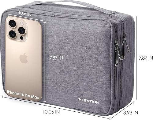 Miniatura 2 de LENTION Bolsa organizadora impermeable para artículos electrónicos, estuche de almacenamiento de viaje con divisores de bricolaje para cables,