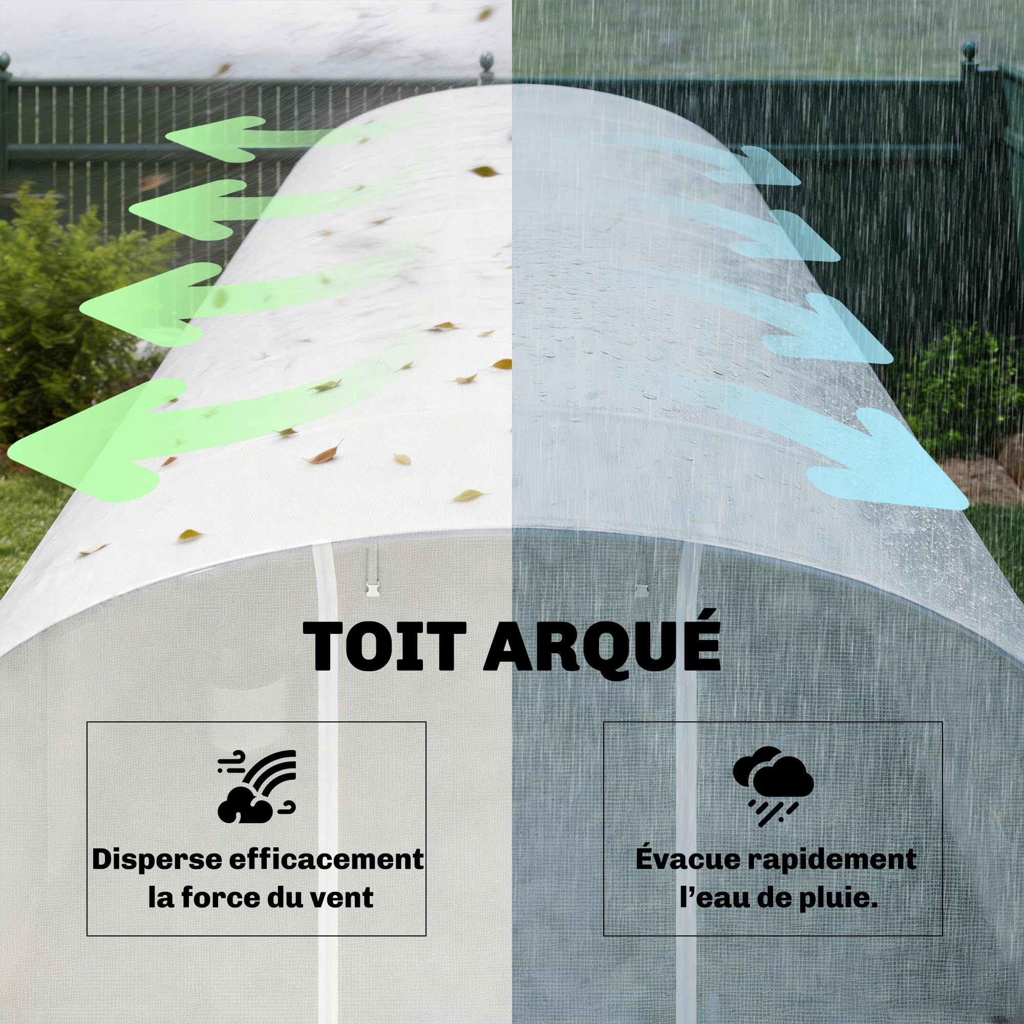 Outsunny Serre Tunnel de Jardin 24m², Serre de Jardin Tunnel 295x798x198cm avec Cadre en Acier galvanisé, Portes et 2 Grandes fenêtres, bâche PE Haute densité 140 g/m² prolongée de 20 cm, Blanc